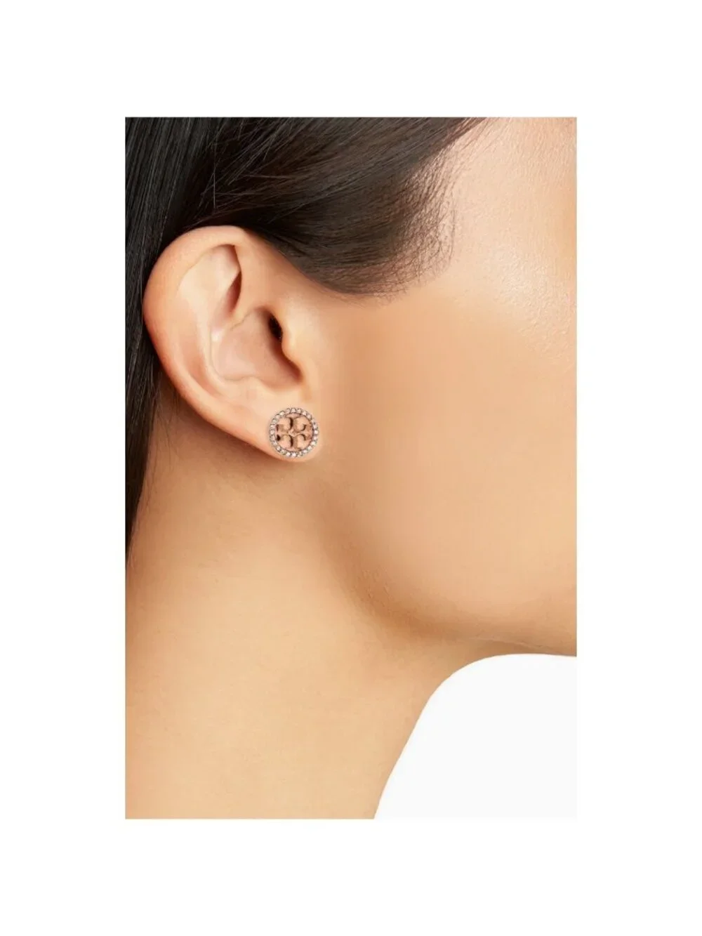 Tory Burch Miller Pavé Stud Earrings Rose Gold/Crystal OS